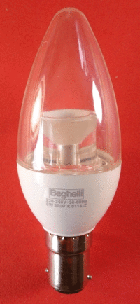 6 Watt LED Candle Clear B15
