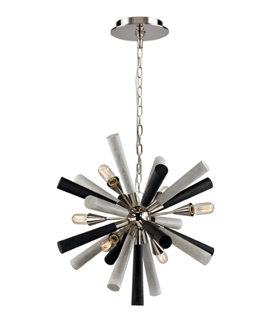 SPUTNIK: Polished Nickel/Dark-Light Wood Pendant