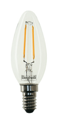 56406 Candle 2 Watt LED Glass Filament Bulb