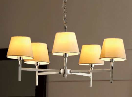 Five Light Pendant With Cream Shades