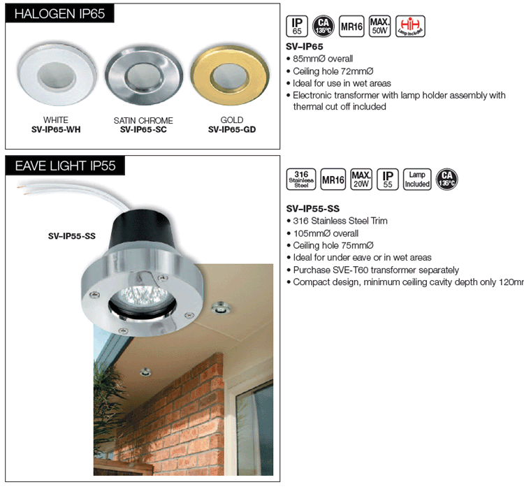 Shower Or Exterior Soffit Lights Sve Ip